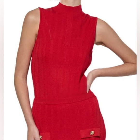 NWT MING WANG RED SLEEVELESS SHELL SWEATER TOP SZ S - Picture 6 of 10